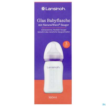 Saugflaschen -lansinoh Weithals Natural Wave 160ml Glas Slow Flow Sauge 1st, A-Nr.: 4737855 - 05