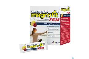Sie sehen eine Packung Magnofit Fem 300mg Stick 30st, Produktbild: 01 Magnofit Fem 300mg Stick 30st, A-Nr.: 5833503 - 01