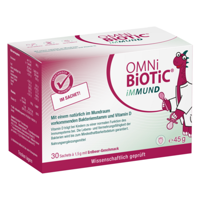 Sie sehen eine Packung OMNi‐BiOTiC iMMUND Sachet, 30 x 1,5g, Produktbild: 01 OMNi‐BiOTiC iMMUND Sachet, 30 x 1,5g, A-Nr.: 5831444 - 01