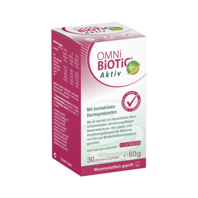 Sie sehen eine Packung OMNi-BiOTiC® Aktiv, 60g, Produktbild: 01 OMNi-BiOTiC® Aktiv, 60g, A-Nr.: 4196141 - 01