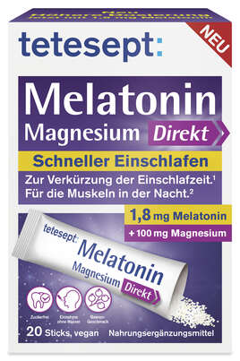 TETESEPT Melatonin 1,8mg + Magnesium Direkt Sticks 20 St., A-Nr.: 5709223 - 01