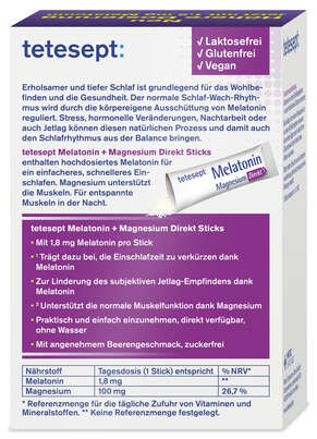 TETESEPT Melatonin 1,8mg + Magnesium Direkt Sticks 20 St., A-Nr.: 5709223 - 04