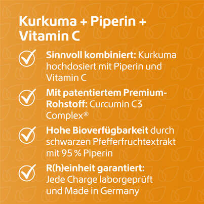 Sie sehen eine Packung R(h)ein Nutrition Kurkuma 95 % Curcumin + Piperin + Vitamin C Kapseln, Produktbild: 03 R(h)ein Nutrition Kurkuma 95 % Curcumin + Piperin + Vitamin C Kapseln, A-Nr.: 5987175 - 03