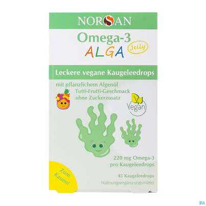 Omega -3 Norsan/alga Kids Jelly Kaugelee Drop Tutti-frutti 45st, A-Nr.: 5825946 - 01