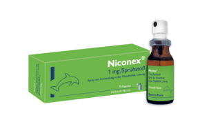 Sie sehen eine Packung Niconex® Spray lindert Rauchverlangen und Entzugserscheinungen, Produktbild: 01 Niconex® Spray lindert Rauchverlangen und Entzugserscheinungen, A-Nr.: 4972591 - 01