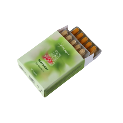 Sie sehen eine Packung VITAmyne Floracur / Für Reizdarm, Produktbild: 02 VITAmyne Floracur / Für Reizdarm, A-Nr.: 5956677 - 02