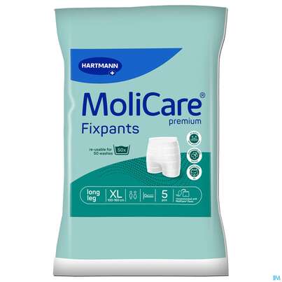 Sie sehen eine Packung Inkontinenz Molicare Fixpants/premium Long Leg Xl Gruen 5st, Produktbild: 02 Inkontinenz Molicare Fixpants/premium Long Leg Xl Gruen 5st, A-Nr.: 3724804 - 02
