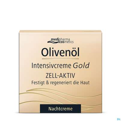 Sie sehen eine Packung Oliven Oel Dr.theiss Intensiv Creme Gold Nacht Zell Aktiv 50ml, Produktbild: 03 Oliven Oel Dr.theiss Intensiv Creme Gold Nacht Zell Aktiv 50ml, A-Nr.: 4900982 - 03