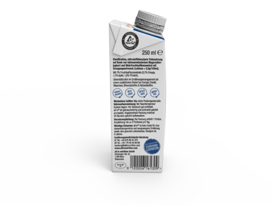 Sie sehen eine Packung all in® COMPLETE Joghurt Orange (14 x 250 ml), Produktbild: 03 all in® COMPLETE Joghurt Orange (14 x 250 ml), A-Nr.: 4907292 - 03