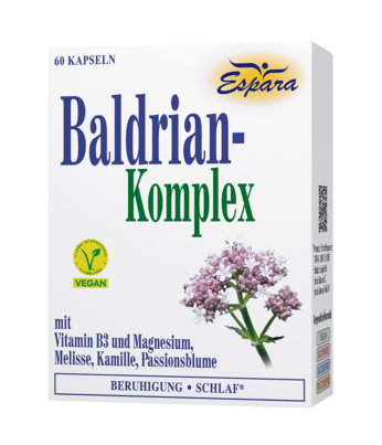 Sie sehen eine Packung Baldrian-Komplex Kapseln, Produktbild: 01 Baldrian-Komplex Kapseln, A-Nr.: 5733150 - 01