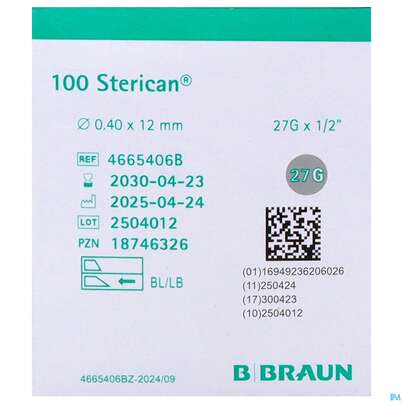 Sie sehen eine Packung Injektionsspritzen U.zubeh. Insulin/einmalkanuelen Sterican G26x 1/2 0,45x12mm 46654 100st, Produktbild: 05 Injektionsspritzen U.zubeh. Insulin/einmalkanuelen Sterican G26x 1/2 0,45x12mm 46654 100st, A-Nr.: 3048556 - 05