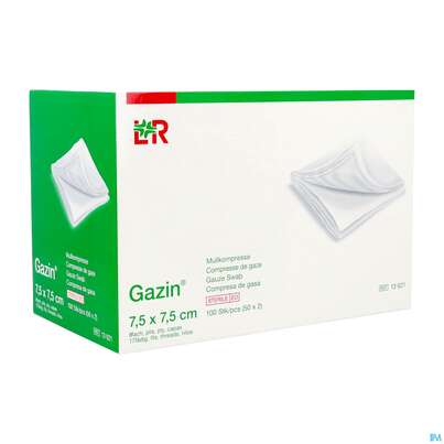 Sie sehen eine Packung Mullkompressen Gazin Baumw.17faedig Steril 8fach 7,5x 7,5cm 50x2 100st, Produktbild: 03 Mullkompressen Gazin Baumw.17faedig Steril 8fach 7,5x 7,5cm 50x2 100st, A-Nr.: 2309256 - 03