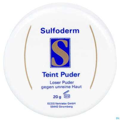 Sie sehen eine Packung Sulfoderm S Teint Gesichtspuder 20g, Produktbild: 21 Sulfoderm S Teint Gesichtspuder 20g, A-Nr.: 0645317 - 21