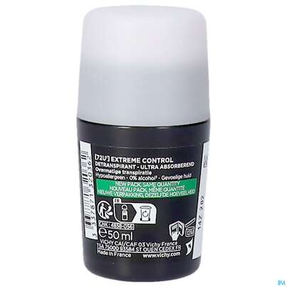 Sie sehen eine Packung Vichy Homme Deo Extreme 72h Int.regulierend 50ml, Produktbild: 08 Vichy Homme Deo Extreme 72h Int.regulierend 50ml, A-Nr.: 3724388 - 08