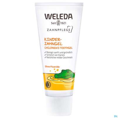 Sie sehen eine Packung Zahnpaste Weleda Kinder-gel 50ml, Produktbild: 02 Zahnpaste Weleda Kinder-gel 50ml, A-Nr.: 2217502 - 02
