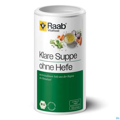 Sie sehen eine Packung Raab Bio Klare Suppe Ohne Hefe Pulver 350g, Produktbild: 01 Raab Bio Klare Suppe Ohne Hefe Pulver 350g, A-Nr.: 4367045 - 01