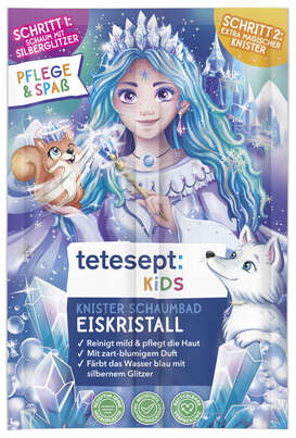 Sie sehen eine Packung TETESEPT Kids Knister Schaumbad Eiskristall 45G, Produktbild: 01 TETESEPT Kids Knister Schaumbad Eiskristall 45G, A-Nr.: 6007055 - 01