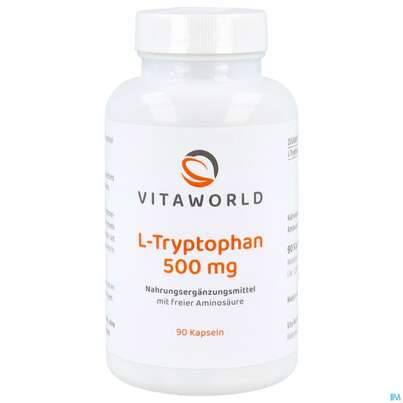 Sie sehen eine Packung L-tryptophan Kapseln 500mg -naturheilp. Vegi 90st, Produktbild: 01 L-tryptophan Kapseln 500mg -naturheilp. Vegi 90st, A-Nr.: 4846604 - 01