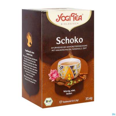 Sie sehen eine Packung Yogi Tea Bio Schoko 37,4g 17st, Produktbild: 02 Yogi Tea Bio Schoko 37,4g 17st, A-Nr.: 5749783 - 02