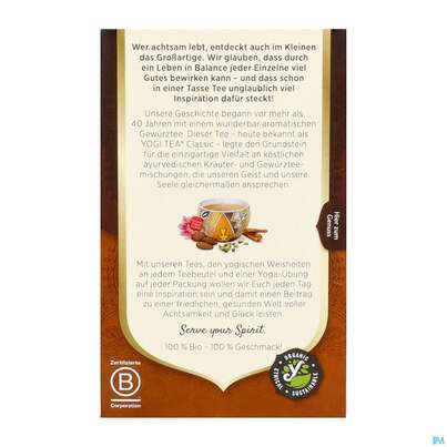 Sie sehen eine Packung Yogi Tea Bio Schoko 37,4g 17st, Produktbild: 04 Yogi Tea Bio Schoko 37,4g 17st, A-Nr.: 5749783 - 04