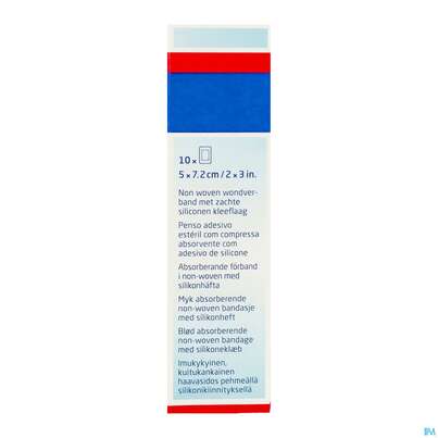 Sie sehen eine Packung Wundverband Leukomed/skin Sensitive Vliesverband +auflage Steril 5x 7,2cm 10st, Produktbild: 12 Wundverband Leukomed/skin Sensitive Vliesverband +auflage Steril 5x 7,2cm 10st, A-Nr.: 5609036 - 12
