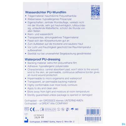 Sie sehen eine Packung Wundverband Gota-por Pu-wundfilm Steril Wasserfest 150x100mm 5st, Produktbild: 03 Wundverband Gota-por Pu-wundfilm Steril Wasserfest 150x100mm 5st, A-Nr.: 2982295 - 03