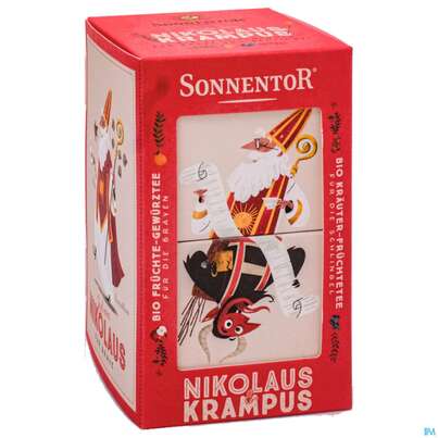 Sie sehen eine Packung Sonnentor Tee/aufgussbeutel Bio Nikolaus+ Krampus 02323 18st, Produktbild: 01 Sonnentor Tee/aufgussbeutel Bio Nikolaus+ Krampus 02323 18st, A-Nr.: 5913047 - 01