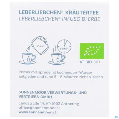 Sie sehen eine Packung Sonnenmoor Bio/tee Im Filterbeutel Leberliebchen 34g, Produktbild: 07 Sonnenmoor Bio/tee Im Filterbeutel Leberliebchen 34g, A-Nr.: 5934285 - 07