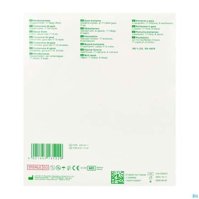 Schlitzkompressen Gazin 17faedig Steril 8fach 10x 10cm 50x2 100st, A-Nr.: 2404411 - 03