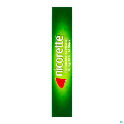 Sie sehen eine Packung Nicorette Transdermales Pflaster 10mg/16h 14st, Produktbild: 08 Nicorette Transdermales Pflaster 10mg/16h 14st, A-Nr.: 3537410 - 08