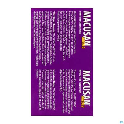 Sie sehen eine Packung Macusan Kapseln Areds2 180st, Produktbild: 06 Macusan Kapseln Areds2 180st, A-Nr.: 5916637 - 06