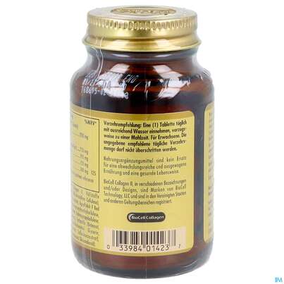 Sie sehen eine Packung Collagen Hyaluronsaeure Tabl Complex Solgar 12559 30st, Produktbild: 02 Collagen Hyaluronsaeure Tabl Complex Solgar 12559 30st, A-Nr.: 5790372 - 02