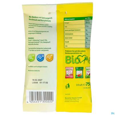 Bio Loves Me Bonbons Spitzwegerich +honig 75g, A-Nr.: 5817579 - 03