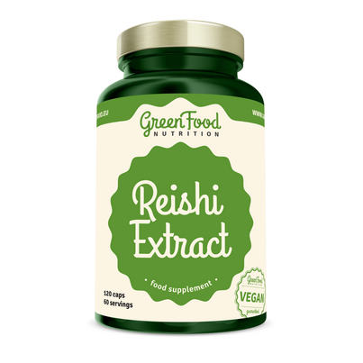 Sie sehen eine Packung GreenFood Nutrition Reishi Extract 120 Kapseln, Produktbild: 01 GreenFood Nutrition Reishi Extract 120 Kapseln, A-Nr.: 6003896 - 01