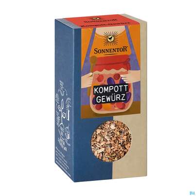 Sie sehen eine Packung Sonnentor Gewuerzmischung/bio Kompott 01267 55g, Produktbild: 02 Sonnentor Gewuerzmischung/bio Kompott 01267 55g, A-Nr.: 5847787 - 02