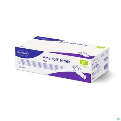 Sie sehen eine Packung Untersuchungshandschuhe Peha/soft/puderfrei Nitrile Unsteril Fino M 150st, Produktbild: 03 Untersuchungshandschuhe Peha/soft/puderfrei Nitrile Unsteril Fino M 150st, A-Nr.: 3836532 - 03