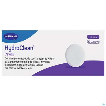 Sie sehen eine Packung Hydroclean Wundkissen Cavity Rund 4cm 10st, Produktbild: 02 Hydroclean Wundkissen Cavity Rund 4cm 10st, A-Nr.: 5310745 - 02