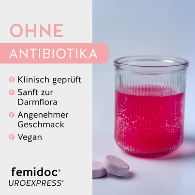 Sie sehen eine Packung femidoc UROEXPRESS FIZZ Brausetabletten, Produktbild: 07 femidoc UROEXPRESS FIZZ Brausetabletten, A-Nr.: 5876889 - 07