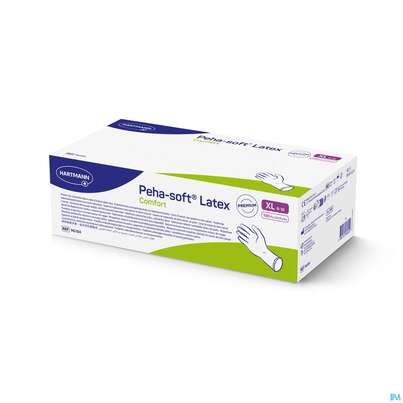 Sie sehen eine Packung Untersuchungshandschuhe Latex Unsteril Peha/soft Comfort Puderfrei Xl 100st, Produktbild: 04 Untersuchungshandschuhe Latex Unsteril Peha/soft Comfort Puderfrei Xl 100st, A-Nr.: 5890688 - 04