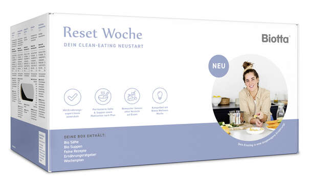 Sie sehen eine Packung Biotta Reset Woche Bio, Produktbild: 01 Biotta Reset Woche Bio, A-Nr.: 6030189 - 01