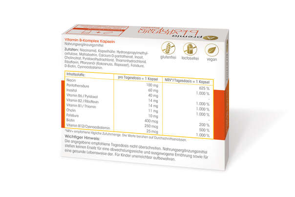 Sie sehen eine Packung Apremia Vitamin B-Komplex Kapseln, Produktbild: 02 Apremia Vitamin B-Komplex Kapseln, A-Nr.: 4181688 - 02