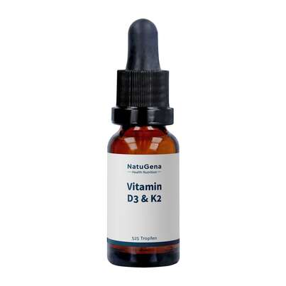 Sie sehen eine Packung NatuGena Vitamin D3 + K2 Tropfen, Produktbild: 01 NatuGena Vitamin D3 + K2 Tropfen, A-Nr.: 5699602 - 01