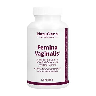 Sie sehen eine Packung NatuGena FeminaVaginalis Kapseln, Produktbild: 01 NatuGena FeminaVaginalis Kapseln, A-Nr.: 5719575 - 01