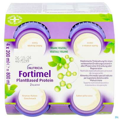 Fortimel/plantbased/protein 200ml Flasche Ananas-kokos 4st, A-Nr.: 5919601 - 09
