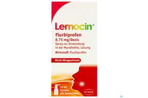 Lemocin Flurbiprofen Spray Z.anw.i.d.mundhoehle Lösung 8,75mg/dosis Kirsche/minze 15ml, A-Nr.: 5531021 - 01