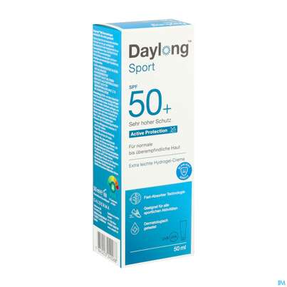 Sie sehen eine Packung Sonnenprodukte Daylong Sport Protect Hydrogel-creme Spf50+ 50ml, Produktbild: 02 Sonnenprodukte Daylong Sport Protect Hydrogel-creme Spf50+ 50ml, A-Nr.: 5688194 - 02