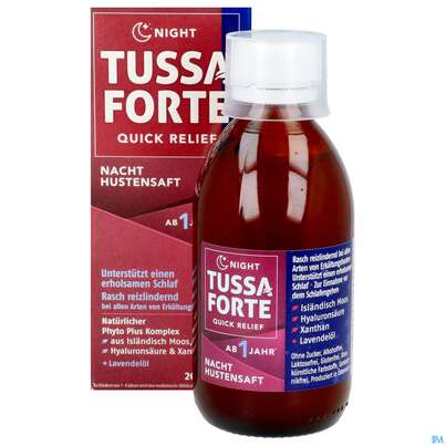 Sie sehen eine Packung Tussaforte Saft Night 200ml, Produktbild: 11 Tussaforte Saft Night 200ml, A-Nr.: 5857691 - 11
