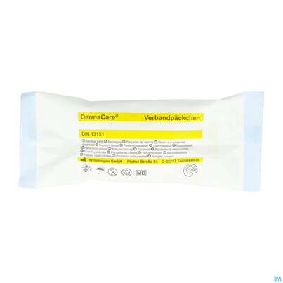 Sie sehen eine Packung Verbandpaeckchen Dermacare Steril Din 13151 Klein 1st, Produktbild: 01 Verbandpaeckchen Dermacare Steril Din 13151 Klein 1st, A-Nr.: 0916851 - 01