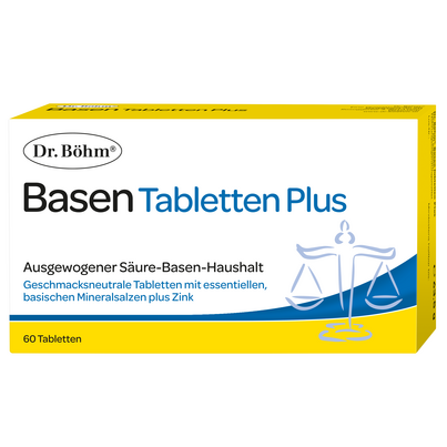 Sie sehen eine Packung Dr. Böhm Basen Tabletten Plus, Produktbild: 01 Dr. Böhm Basen Tabletten Plus, A-Nr.: 2635197 - 01