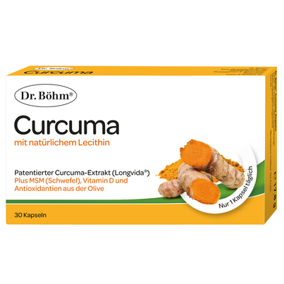 Sie sehen eine Packung Dr. Böhm Curcuma, Produktbild: 01 Dr. Böhm Curcuma, A-Nr.: 5298004 - 01